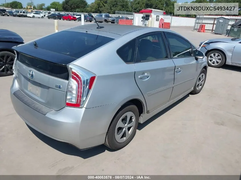 2012 Toyota Prius VIN: JTDKN3DUXC5493427 Lot: 40053578