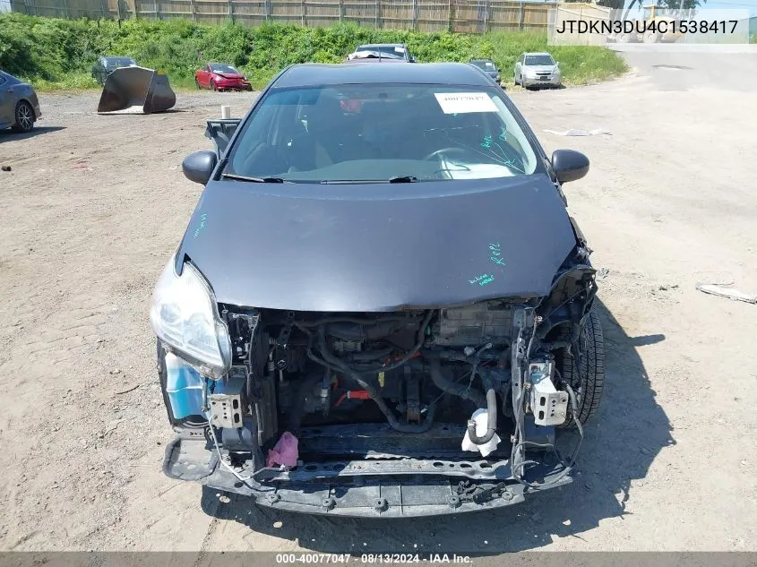 JTDKN3DU4C1538417 2012 Toyota Prius Two