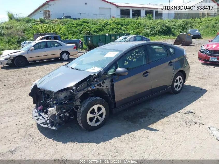 JTDKN3DU4C1538417 2012 Toyota Prius Two