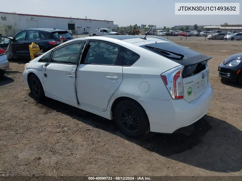 2012 Toyota Prius Three VIN: JTDKN3DU1C1493632 Lot: 40090723