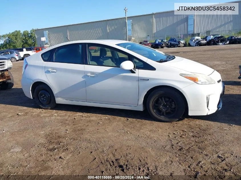 2012 Toyota Prius VIN: JTDKN3DU3C5458342 Lot: 40115085