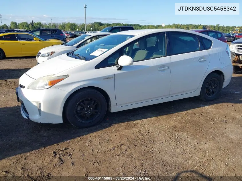 2012 Toyota Prius VIN: JTDKN3DU3C5458342 Lot: 40115085