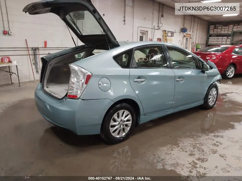 2012 Toyota Prius Plug-In VIN: JTDKN3DP6C3007265 Lot: 40152767