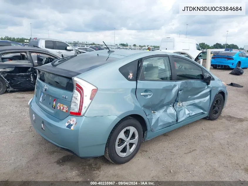 JTDKN3DU0C5384684 2012 Toyota Prius Three