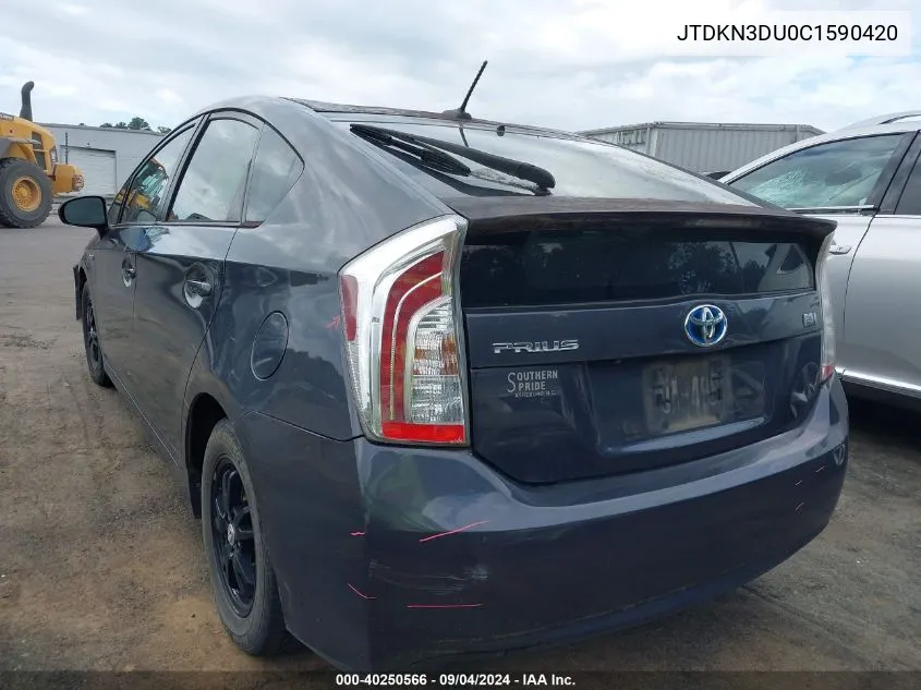 2012 Toyota Prius Four VIN: JTDKN3DU0C1590420 Lot: 40250566