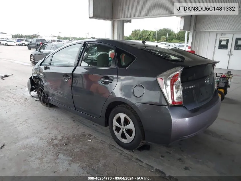 2012 Toyota Prius Two VIN: JTDKN3DU6C1481332 Lot: 40254770