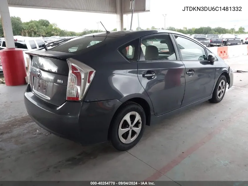 2012 Toyota Prius Two VIN: JTDKN3DU6C1481332 Lot: 40254770