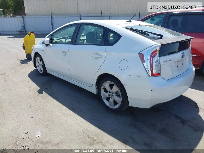 JTDKN3DUXC1504871 2012 Toyota Prius Five