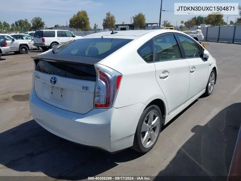 JTDKN3DUXC1504871 2012 Toyota Prius Five