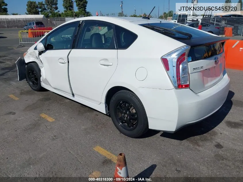 2012 Toyota Prius VIN: JTDKN3DU5C5455720 Lot: 40318300