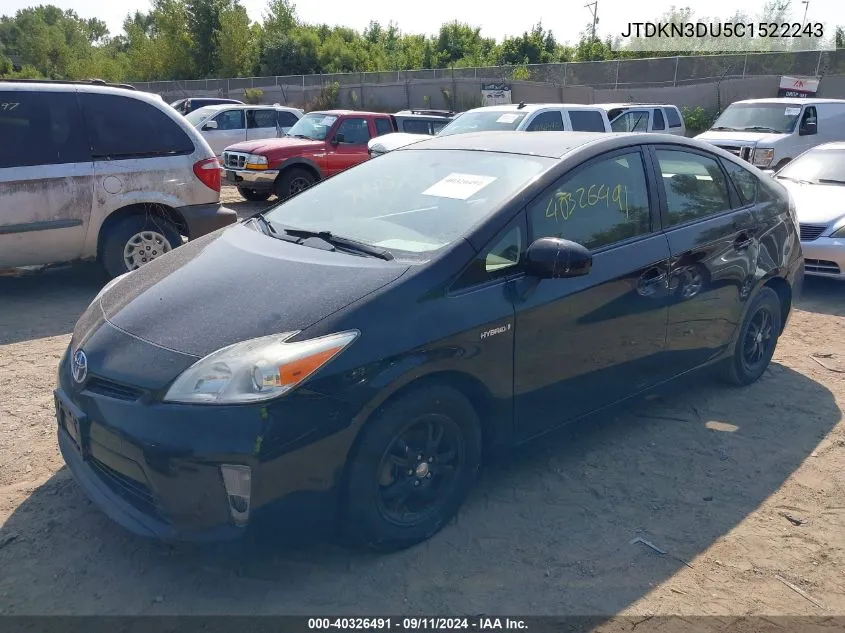 2012 Toyota Prius Two VIN: JTDKN3DU5C1522243 Lot: 40326491