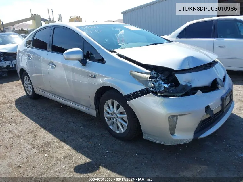 2012 Toyota Prius Plug-In VIN: JTDKN3DP0C3010985 Lot: 40343558