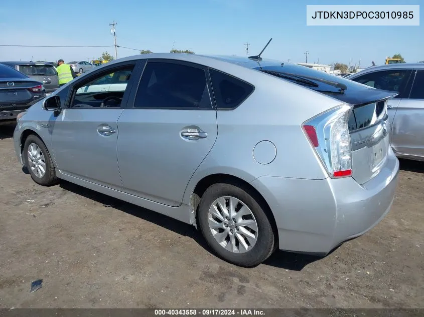 2012 Toyota Prius Plug-In VIN: JTDKN3DP0C3010985 Lot: 40343558