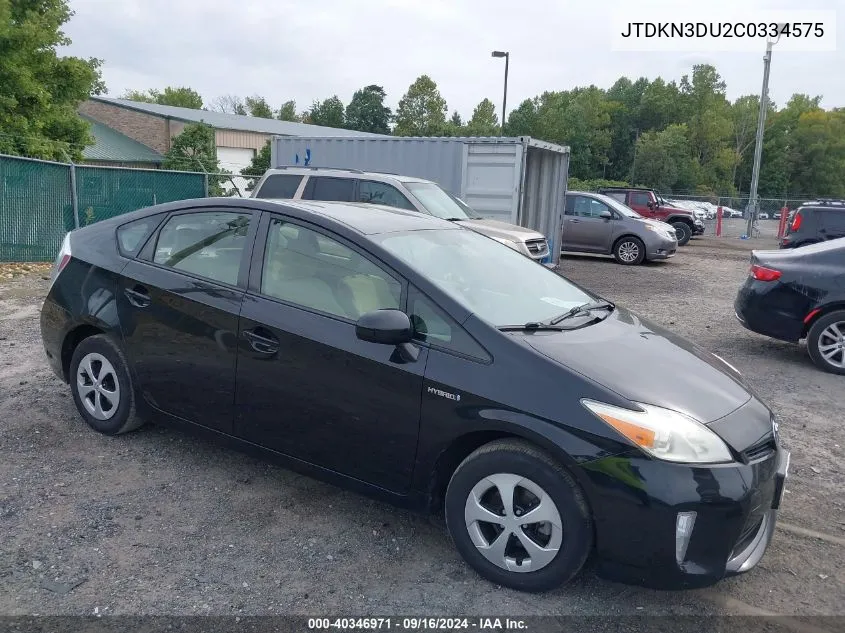 JTDKN3DU2C0334575 2012 Toyota Prius Three