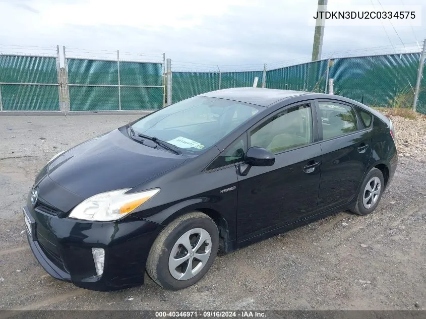 JTDKN3DU2C0334575 2012 Toyota Prius Three