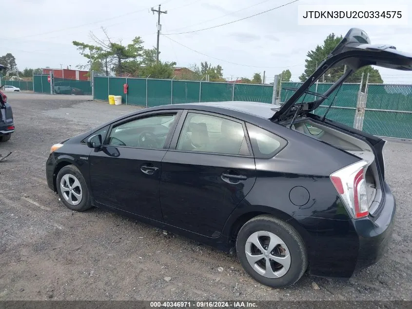 JTDKN3DU2C0334575 2012 Toyota Prius Three