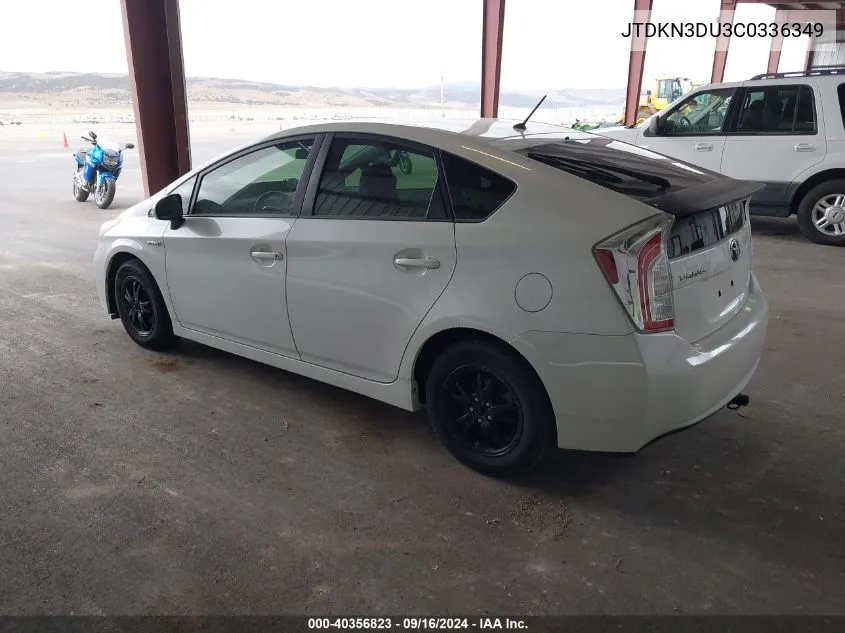 2012 Toyota Prius Two VIN: JTDKN3DU3C0336349 Lot: 40356823