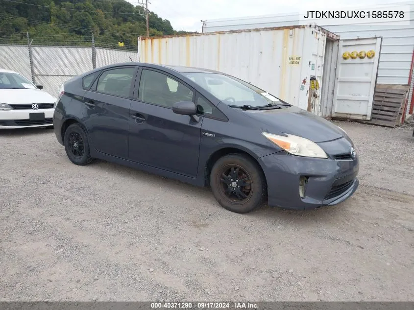 2012 Toyota Prius Two VIN: JTDKN3DUXC1585578 Lot: 40371290