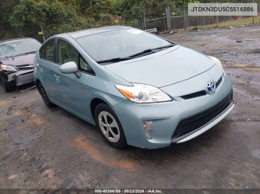 2012 Toyota Prius Three VIN: JTDKN3DU5C5516886 Lot: 40394169