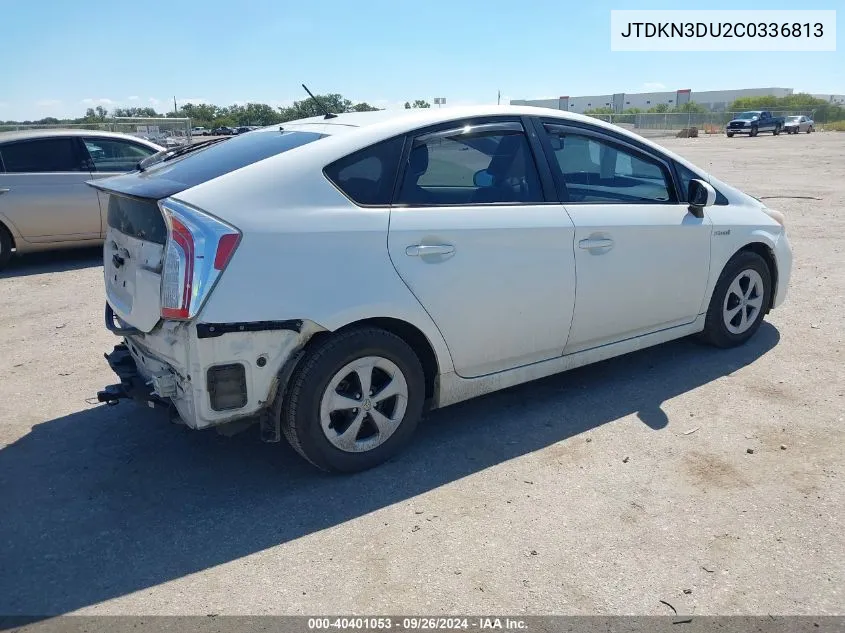 2012 Toyota Prius Two VIN: JTDKN3DU2C0336813 Lot: 40401053