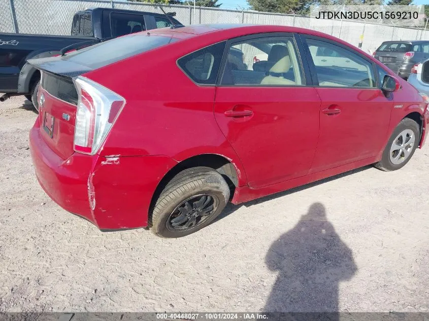 JTDKN3DU5C1569210 2012 Toyota Prius Three