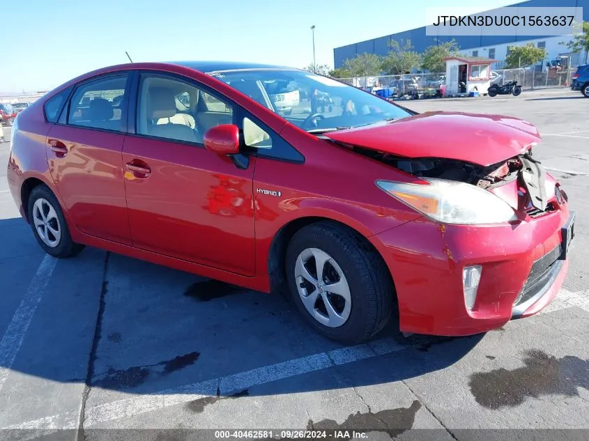 2012 Toyota Prius Four VIN: JTDKN3DU0C1563637 Lot: 40462581