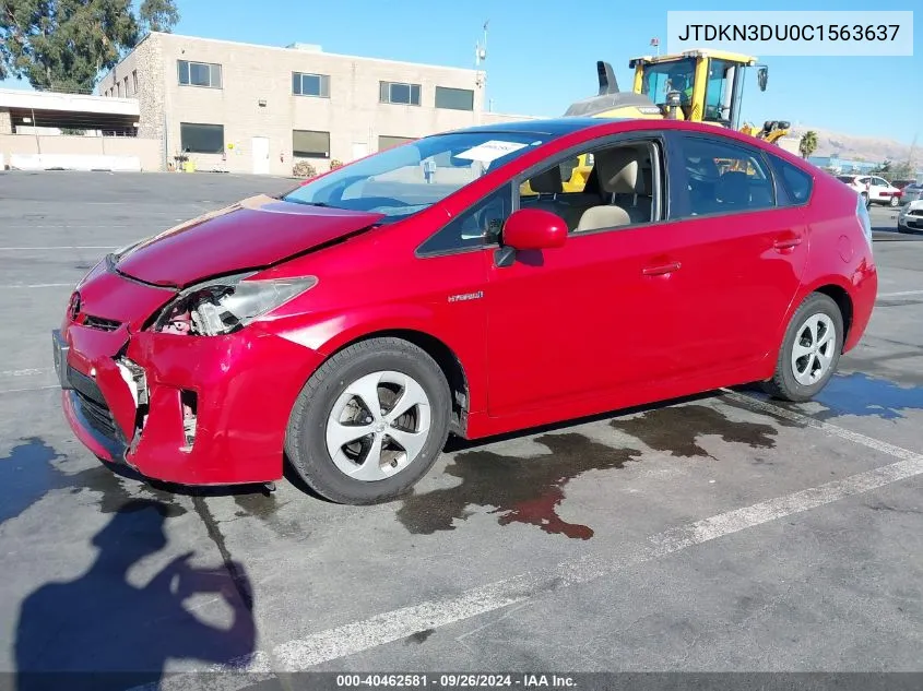 JTDKN3DU0C1563637 2012 Toyota Prius Four