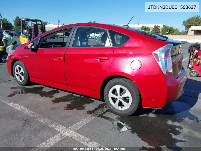 JTDKN3DU0C1563637 2012 Toyota Prius Four