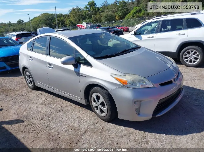 2012 Toyota Prius VIN: JTDKN3DUXC1558798 Lot: 40476292