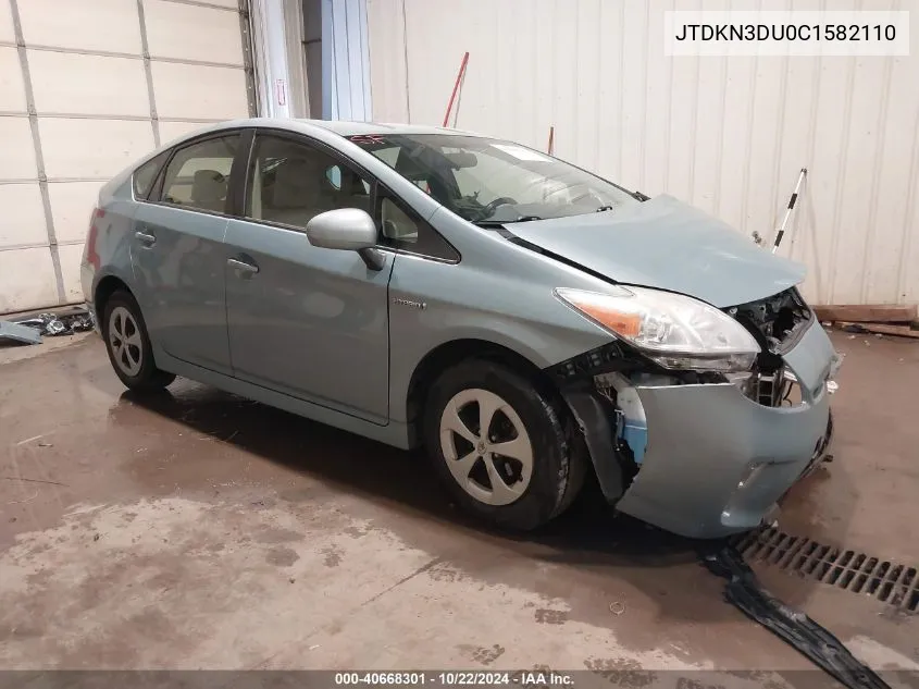 2012 Toyota Prius Three VIN: JTDKN3DU0C1582110 Lot: 40668301