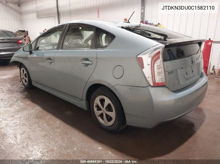 2012 Toyota Prius Three VIN: JTDKN3DU0C1582110 Lot: 40668301