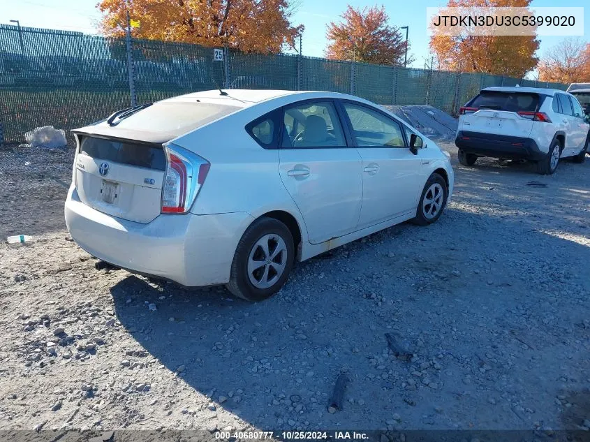 2012 Toyota Prius Two VIN: JTDKN3DU3C5399020 Lot: 40680777