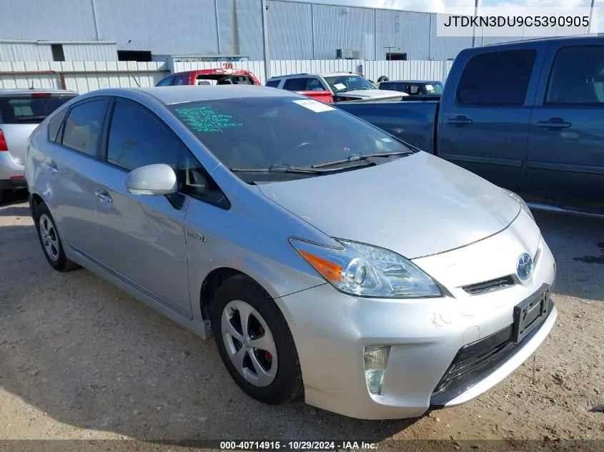 2012 Toyota Prius Four VIN: JTDKN3DU9C5390905 Lot: 40714915