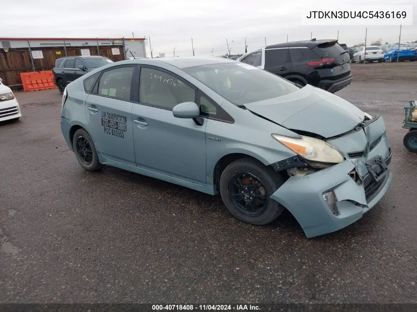 2012 Toyota Prius VIN: JTDKN3DU4C5436169 Lot: 40718408