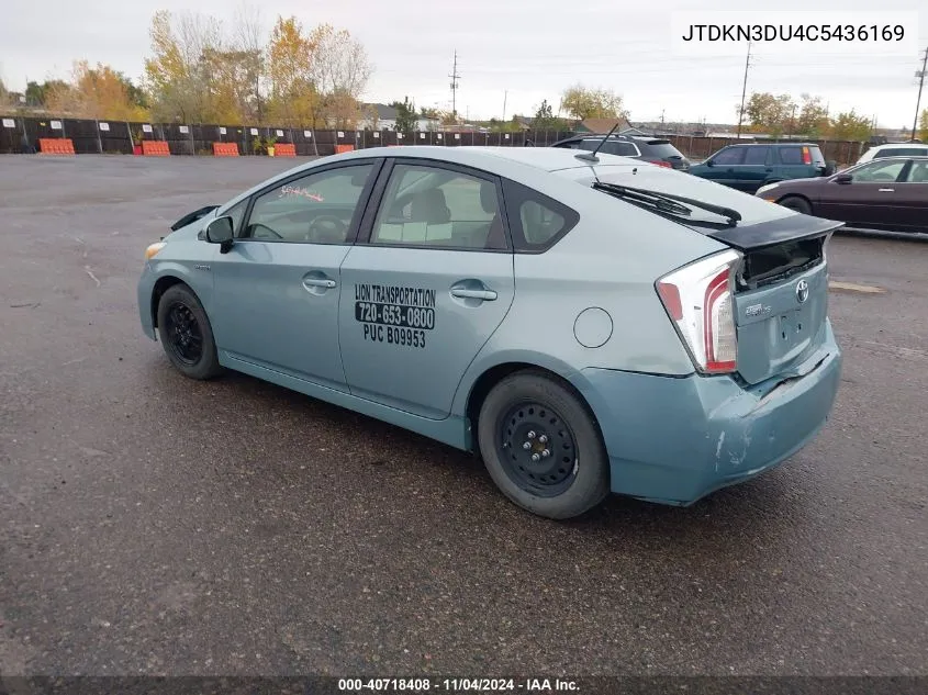 2012 Toyota Prius VIN: JTDKN3DU4C5436169 Lot: 40718408