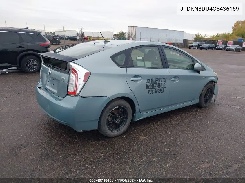 2012 Toyota Prius VIN: JTDKN3DU4C5436169 Lot: 40718408