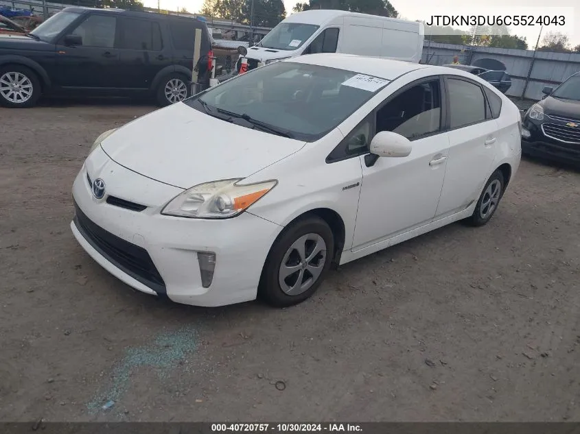 2012 Toyota Prius Two VIN: JTDKN3DU6C5524043 Lot: 40720757