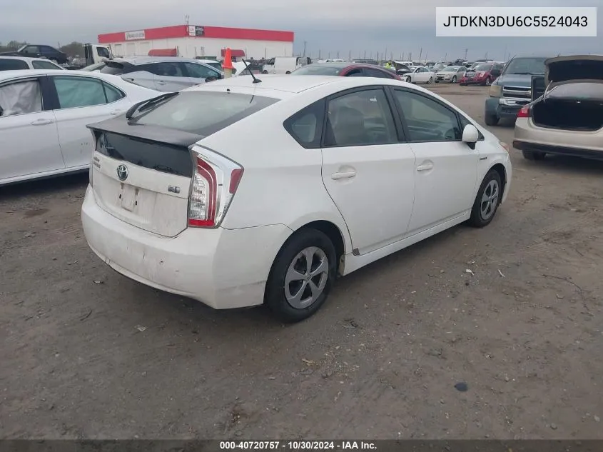 2012 Toyota Prius Two VIN: JTDKN3DU6C5524043 Lot: 40720757