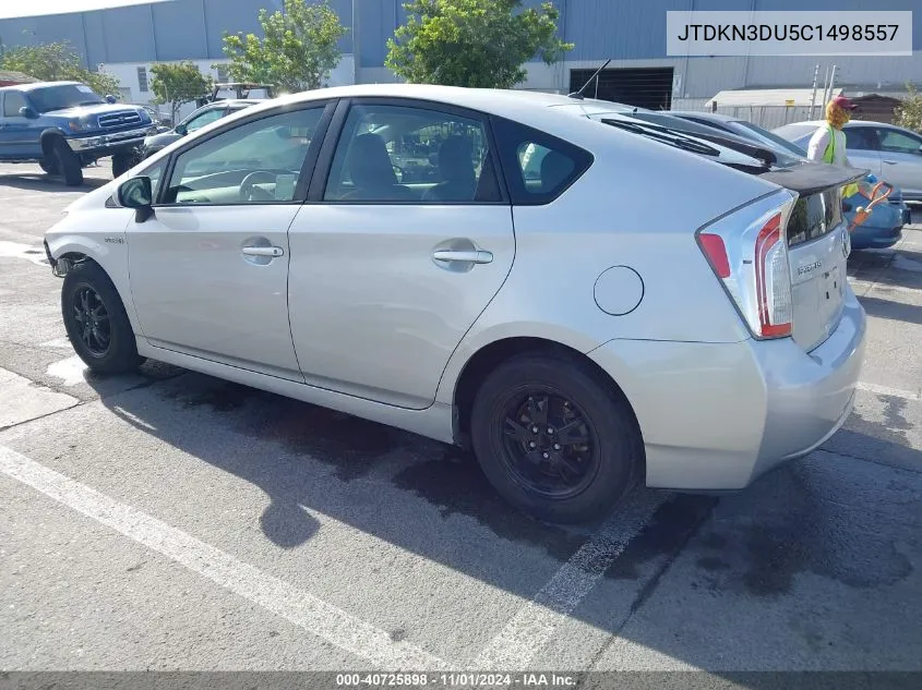 2012 Toyota Prius Two VIN: JTDKN3DU5C1498557 Lot: 40725898