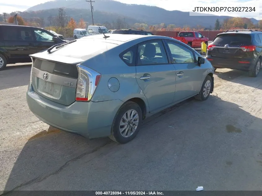 2012 Toyota Prius Plug-In VIN: JTDKN3DP7C3027234 Lot: 40728094