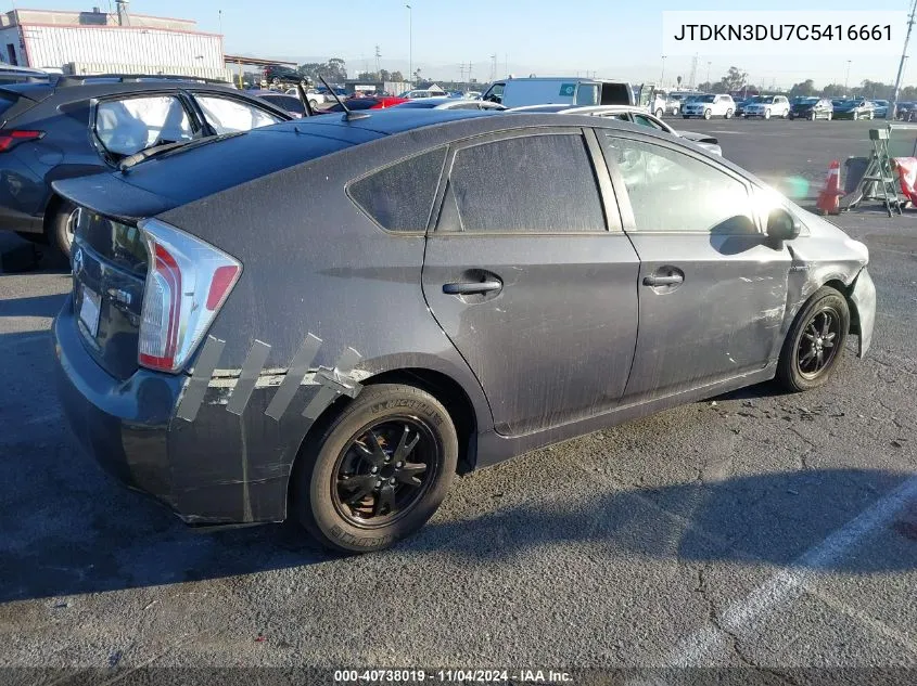 2012 Toyota Prius Four VIN: JTDKN3DU7C5416661 Lot: 40738019