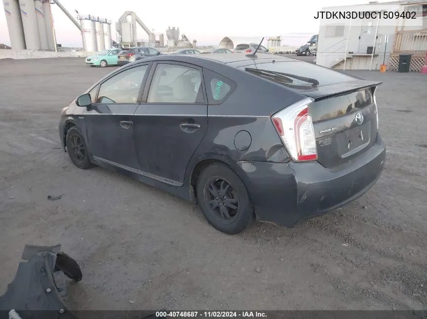 2012 Toyota Prius Three VIN: JTDKN3DU0C1509402 Lot: 40748687