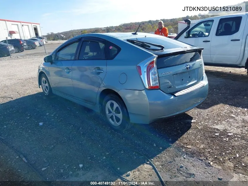 JTDKN3DU5C1521089 2012 Toyota Prius Three