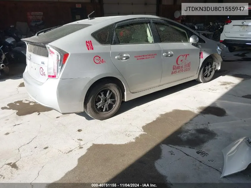 2012 Toyota Prius Three VIN: JTDKN3DU8C1555947 Lot: 40751155