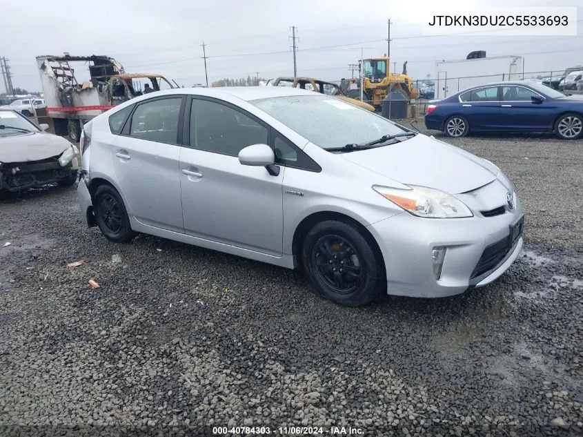 2012 Toyota Prius Three VIN: JTDKN3DU2C5533693 Lot: 40784303