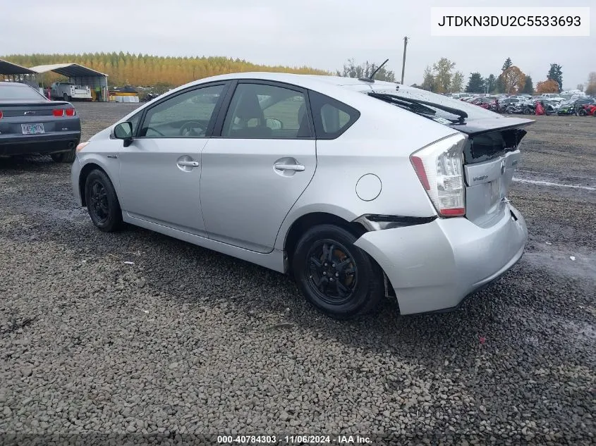 2012 Toyota Prius Three VIN: JTDKN3DU2C5533693 Lot: 40784303