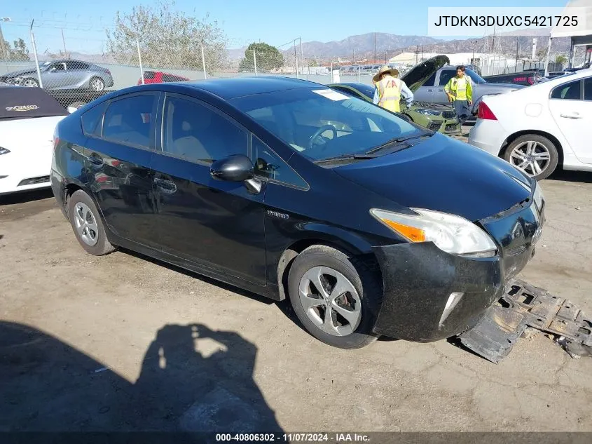 2012 Toyota Prius Three VIN: JTDKN3DUXC5421725 Lot: 40806302