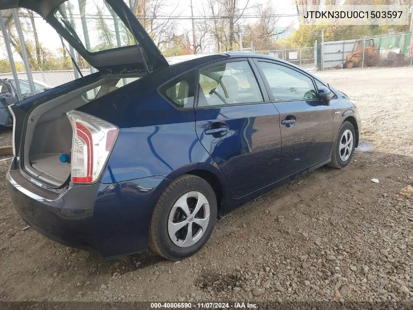 2012 Toyota Prius Three VIN: JTDKN3DU0C1503597 Lot: 40806590