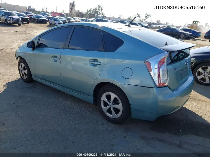 2012 Toyota Prius Three VIN: JTDKN3DU9C5515160 Lot: 40809229