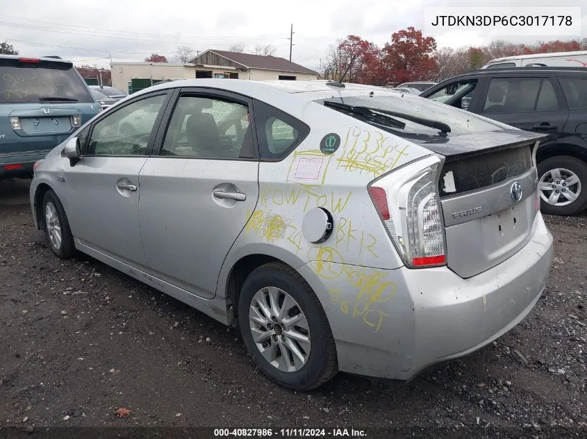 2012 Toyota Prius Plug-In VIN: JTDKN3DP6C3017178 Lot: 40827986